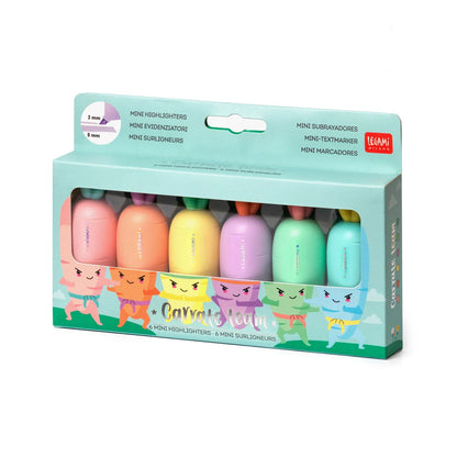 Mini-Textmarker 6er-Set - Carrate Team