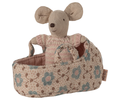 Babymaus in Tragetasche - rose