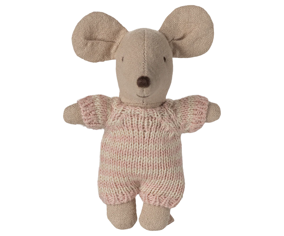 Babymaus in Tragetasche - rose