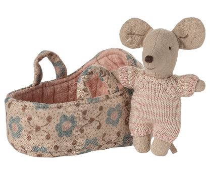 Babymaus in Tragetasche - rose