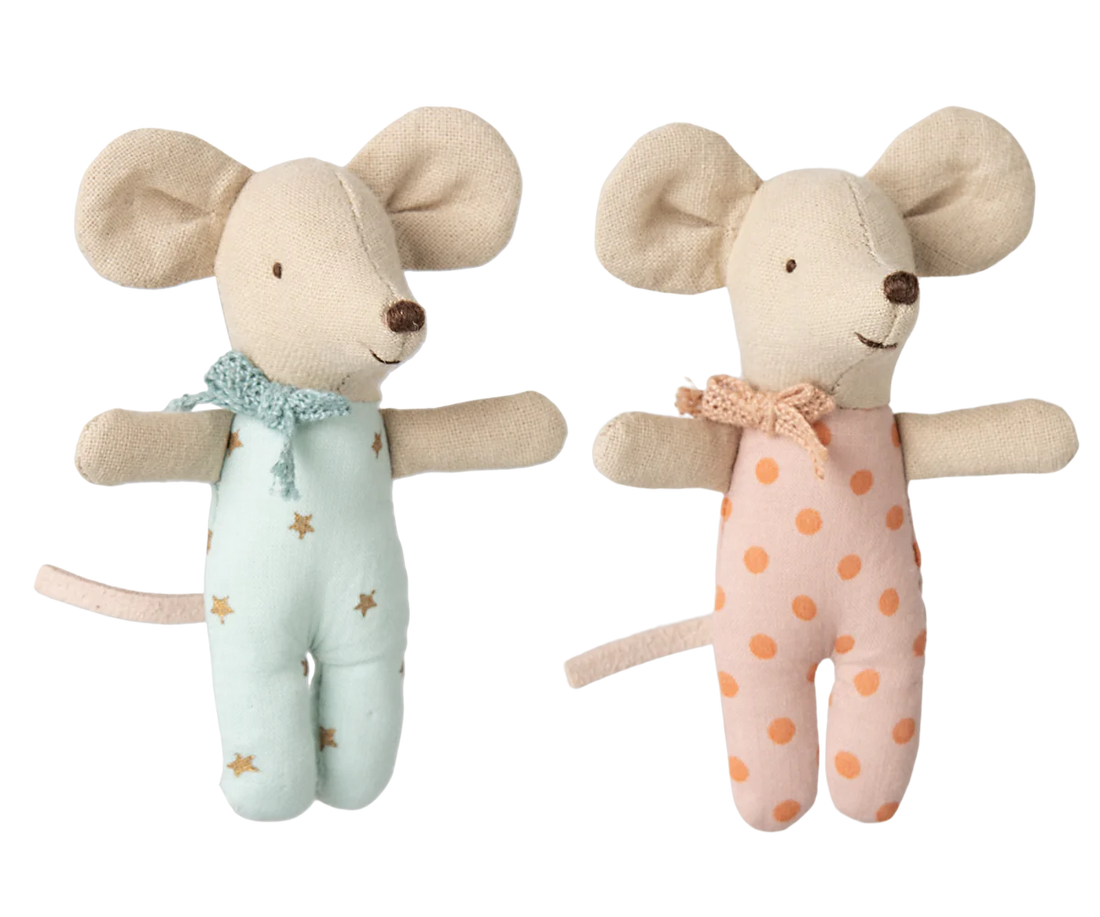 Zwillinge, Babymäuse in Streichholzschachtel