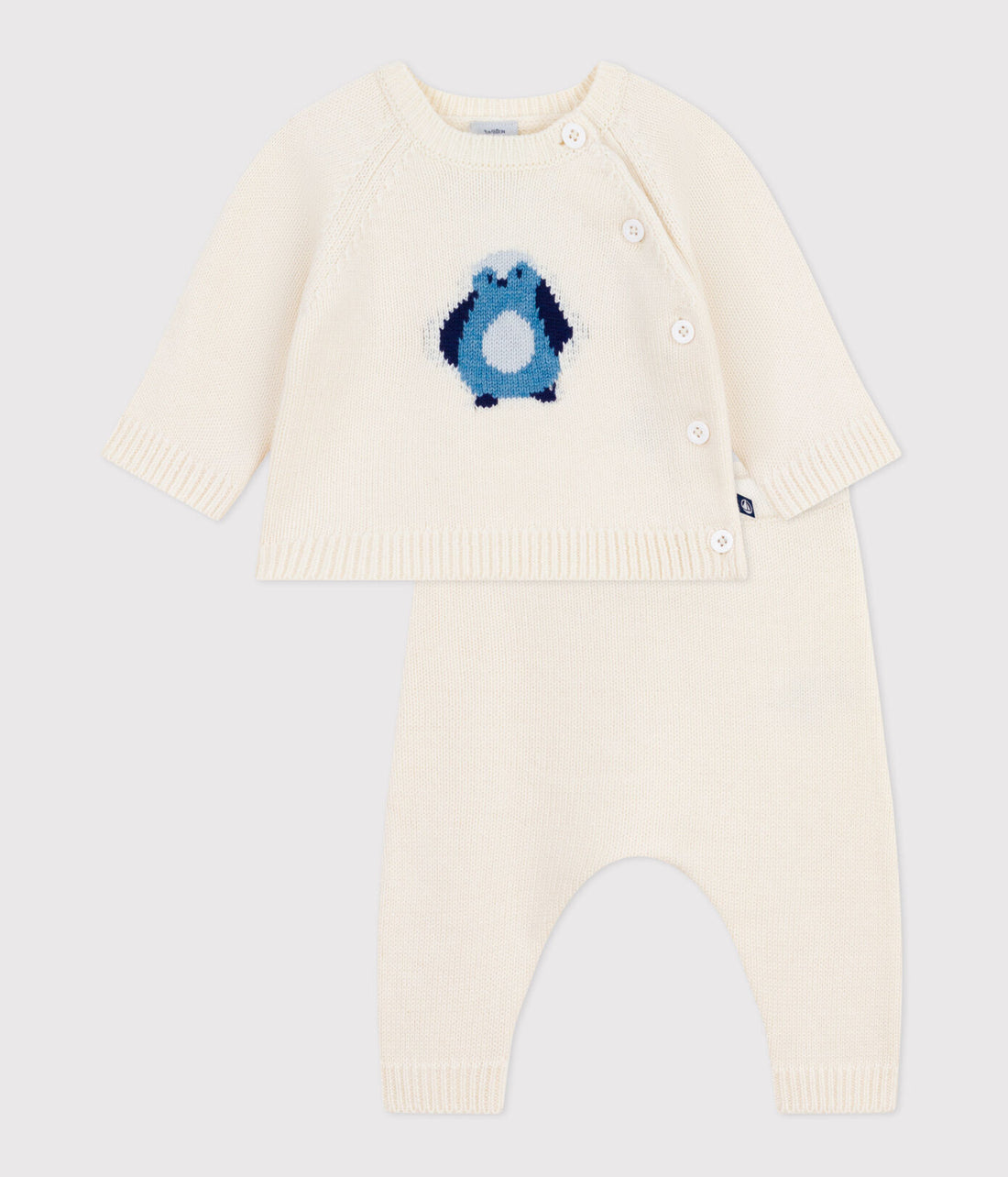 2-teiliges Baby-Set aus Wollstrick mit Pinguin-Motiv