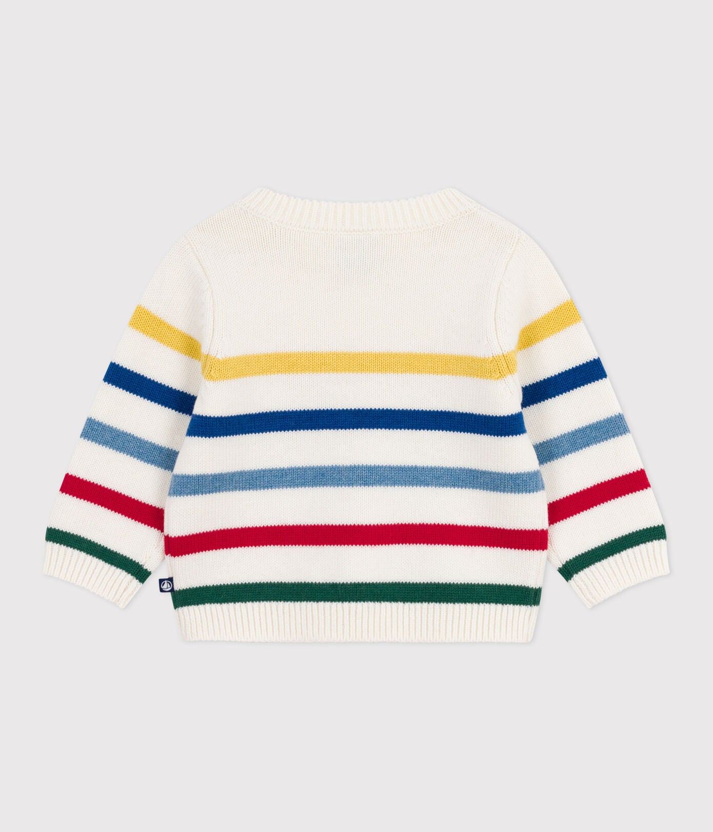 Baby-Pullover aus Wolle und Baumwolle mit bunten Streifen