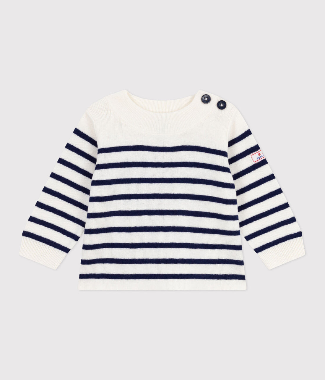 Baby-Pullover im Marine-Look aus Wolle und Baumwolle