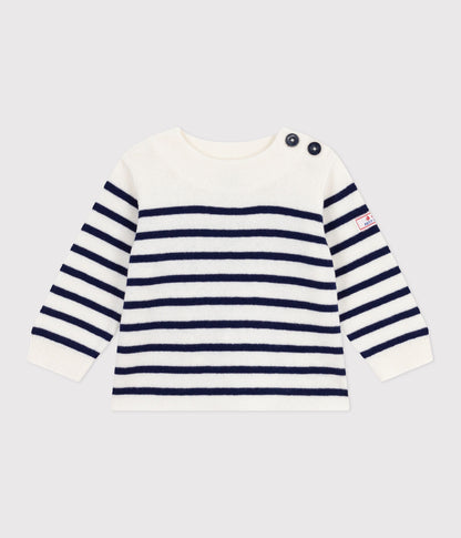 Baby-Pullover im Marine-Look aus Wolle und Baumwolle