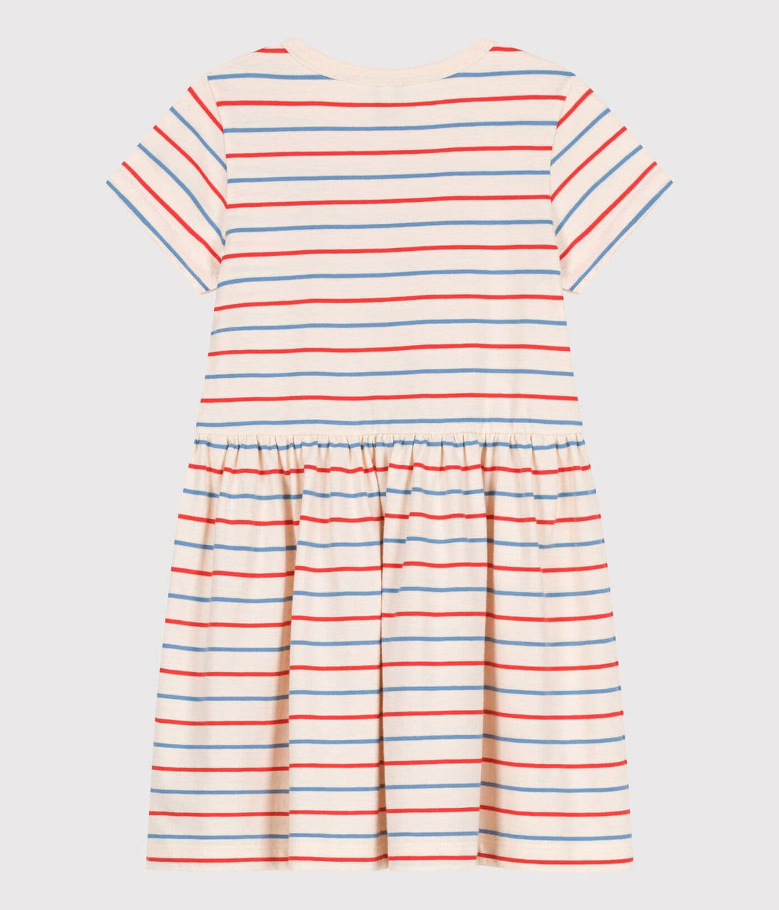 Kurzärmeliges Kinder-Kleid aus Baumwolle mit Streifen und Herzmotiv