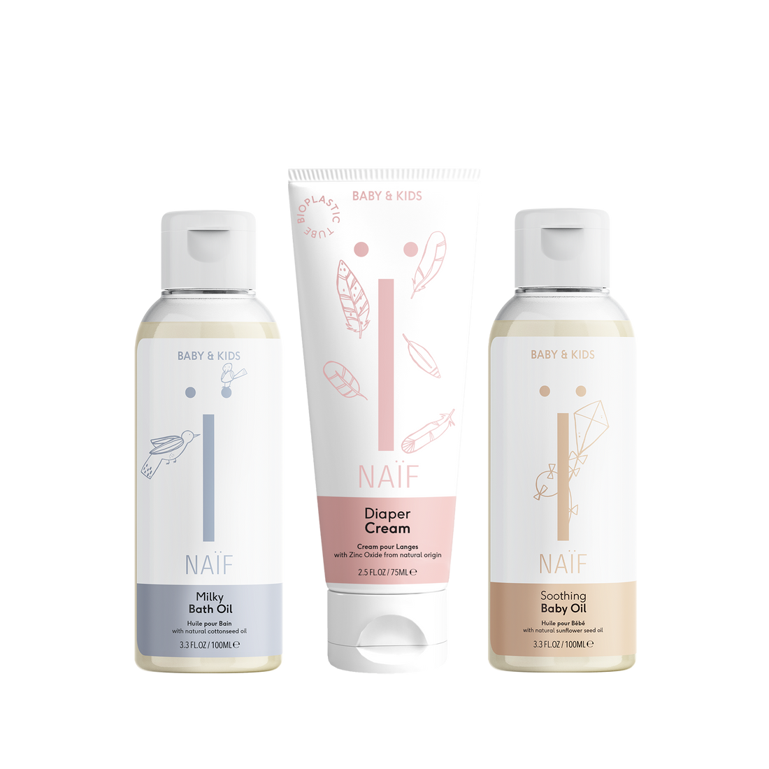 NAÏF Newborn Essentials (Badeöl/Windelcreme/Babyöl)