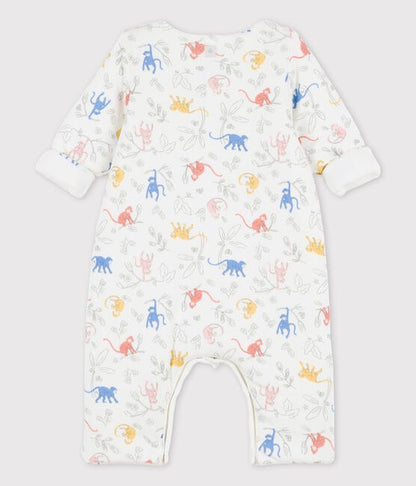Langer Baby-Overall aus Bio-Doppeljersy mit Affenprint