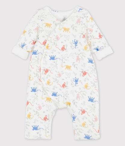 Langer Baby-Overall aus Bio-Doppeljersy mit Affenprint