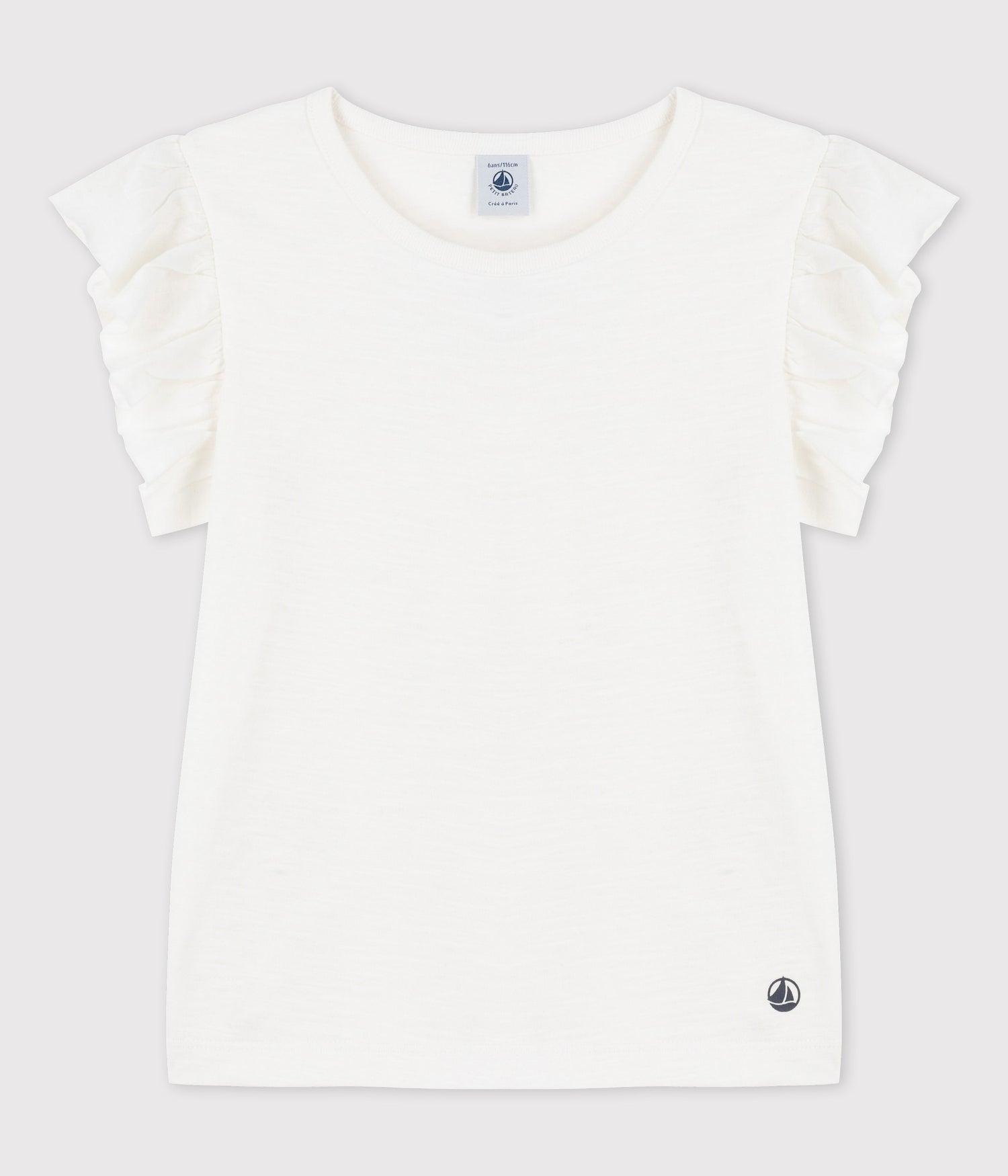 Kurzärmliges T-Shirt aus Baumwolle mit volatierten Ärmeln