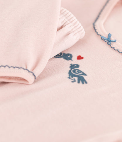 Samt-Pyjama mit Vogelmotiv