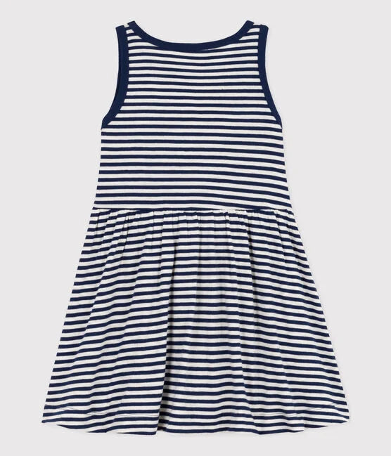Ärmelloses gestreiftes Kinderkleid aus Baumwolle
