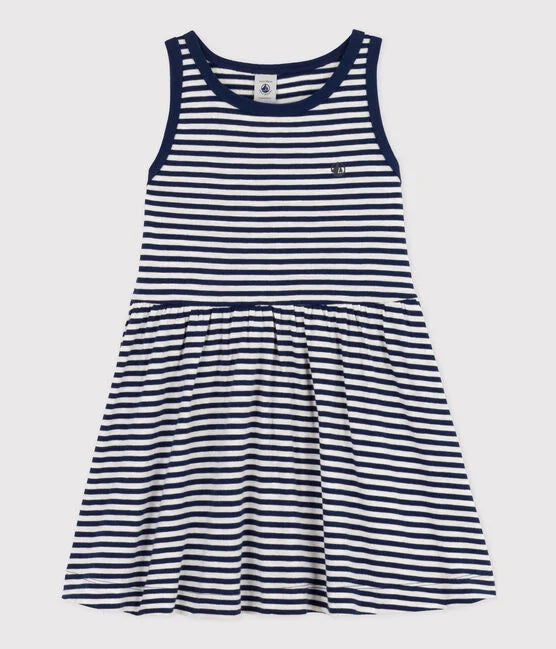 Ärmelloses gestreiftes Kinderkleid aus Baumwolle