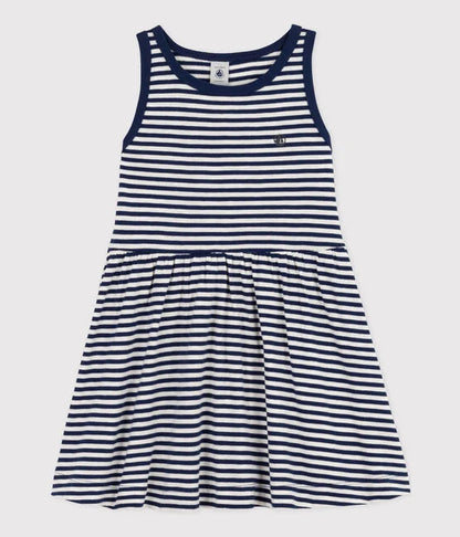 Ärmelloses gestreiftes Kinderkleid aus Baumwolle