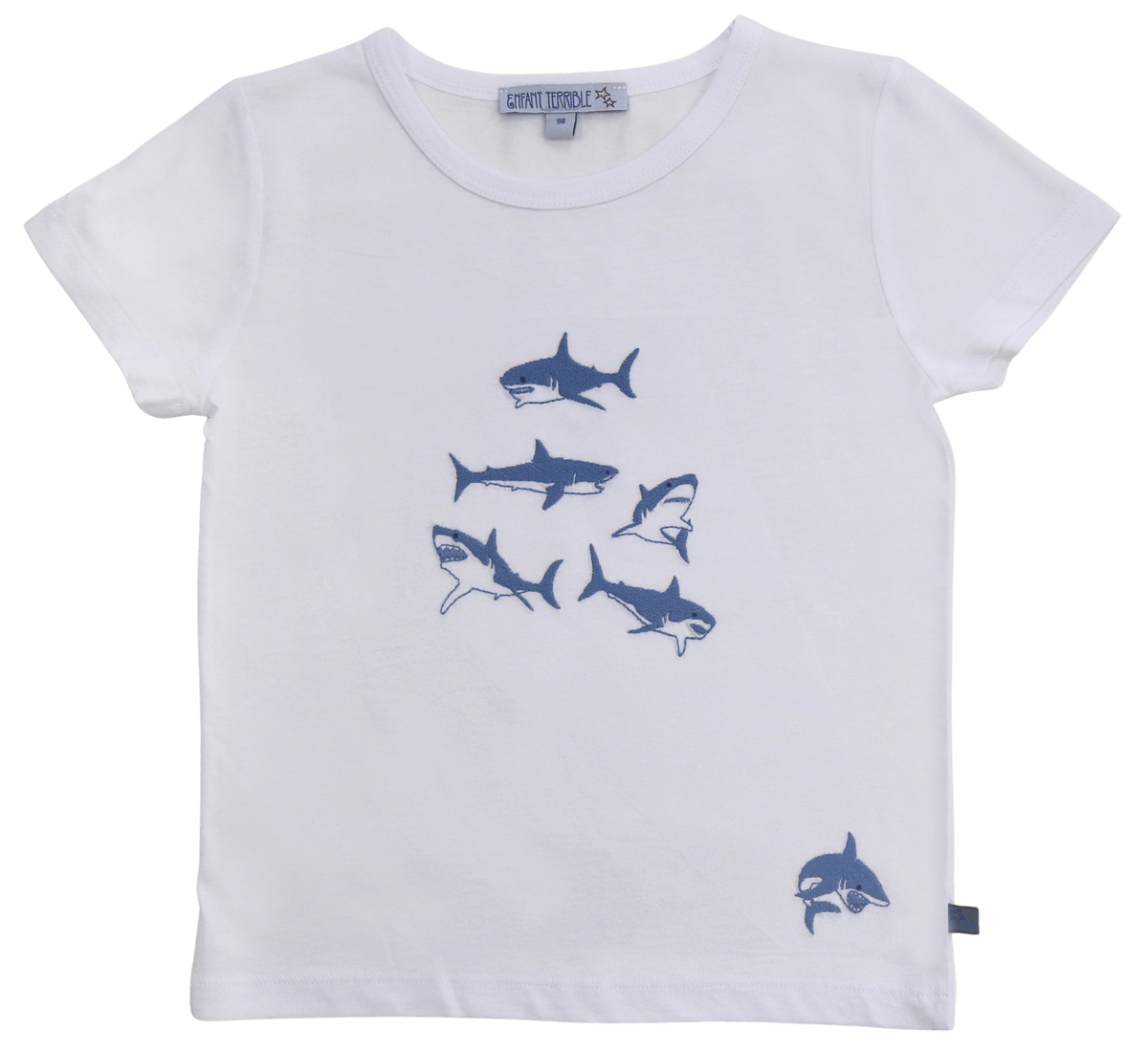 T-Shirt mit Haifischstickerei