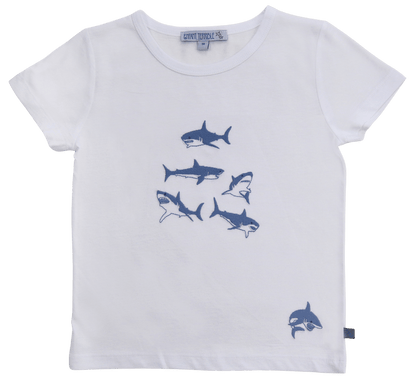 T-Shirt mit Haifischstickerei