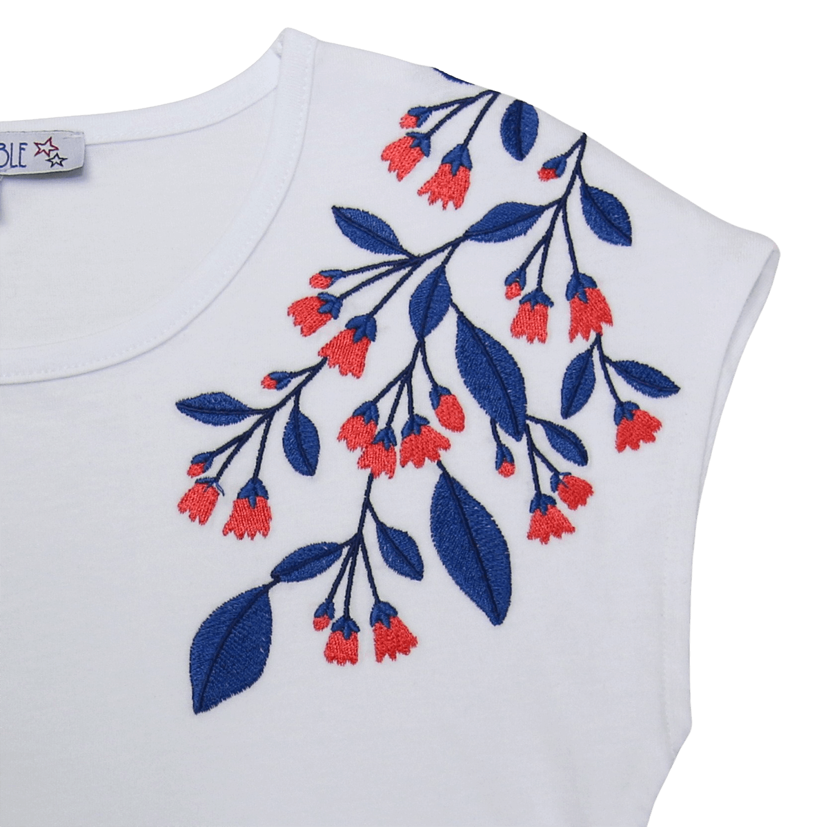 T-Shirt mit Blütenstickerei