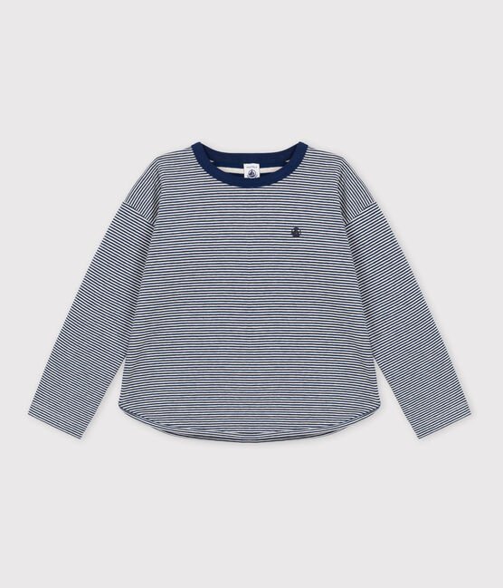 Langärmliges Kinder-T-Shirt aus Doppeljersey gestreift