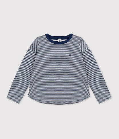 Langärmliges Kinder-T-Shirt aus Doppeljersey gestreift
