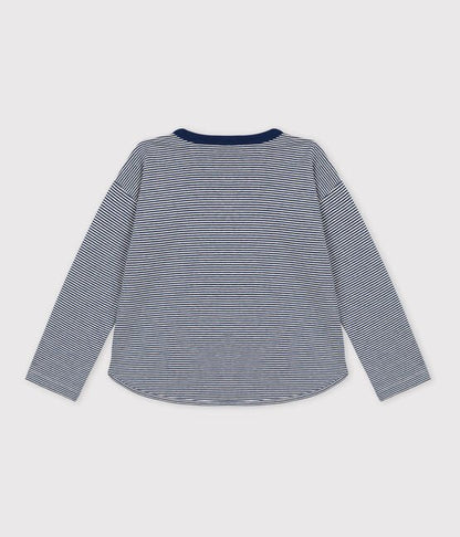 Langärmliges Kinder-T-Shirt aus Doppeljersey gestreift