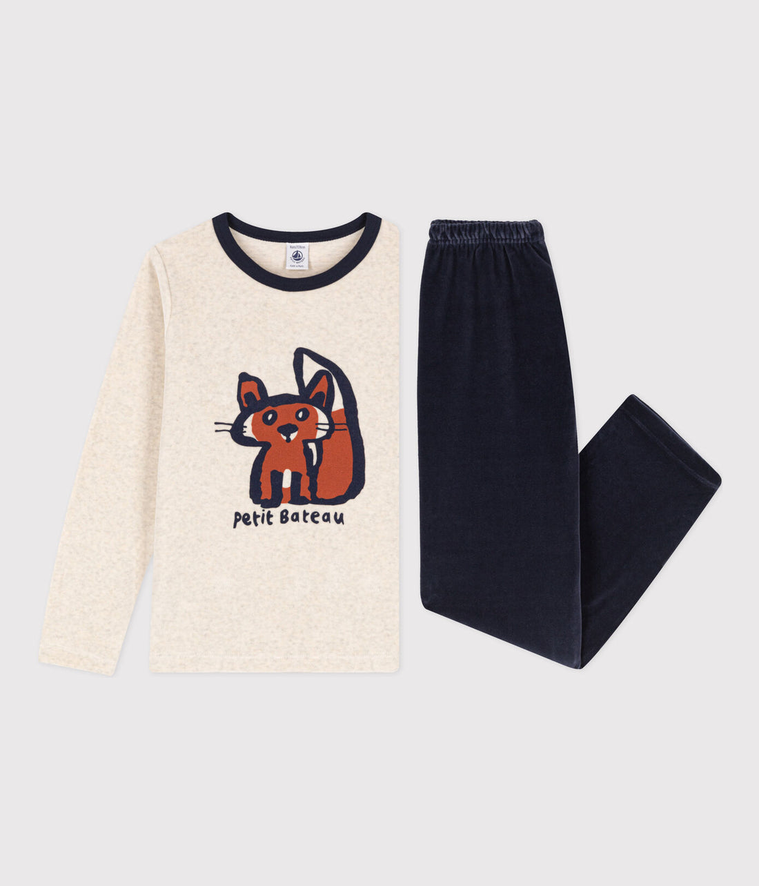 Samt-Pyjama mit Eichhörnchenmotiv
