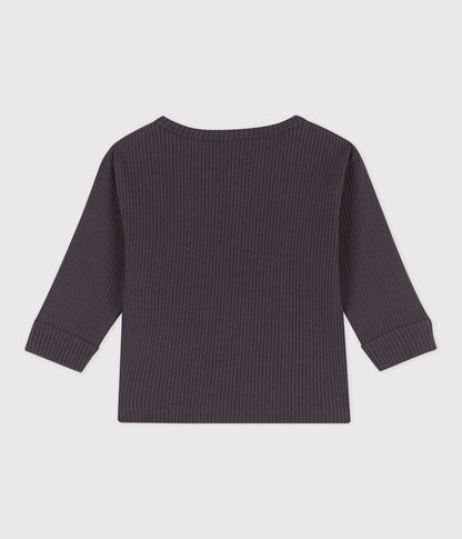 Langärmliges Baby-T-Shirt aus Rippstrick